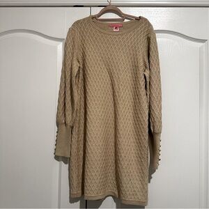 Lilly Pulitzer Jaquetta Sweater Dress - Tan/ Gold - Sz XL NWT
